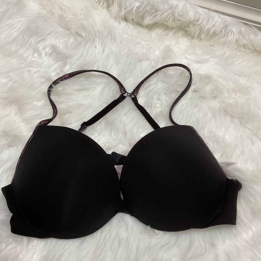 Rare Vintage PINK Victorias Secret Black Bra
